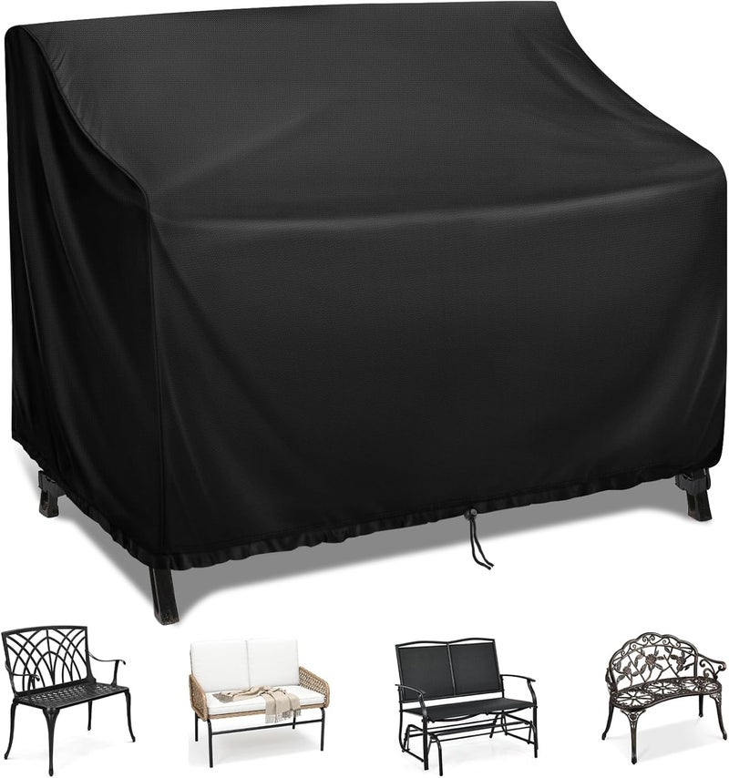 Kingling Outdoor Bench Covers, Patio Loveseats Cover Waterproof Bench Covers for Outdoor Furniture Glider Chair Sofa Cover, 42" W x 29" D x 37" H Black - Image 1